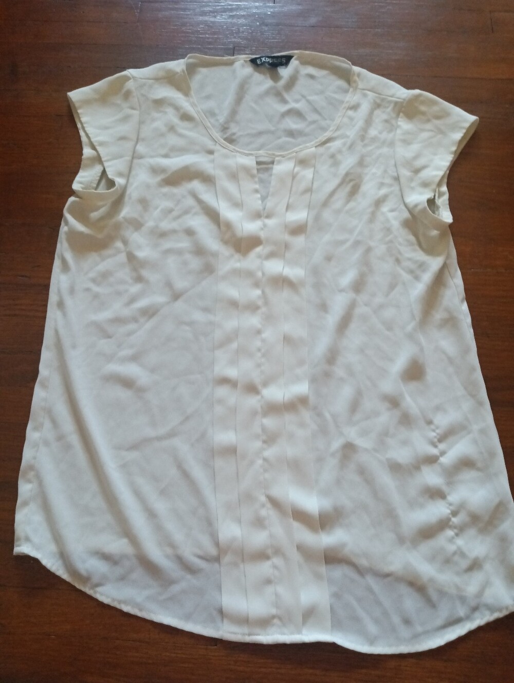 Express Cream Pleated Front Women’s Blouse Top